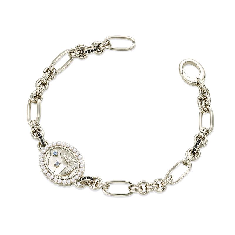 Poseidon Mermaid Fishtail Pearl Bracelet - Gold-Plated Elegant Women's Jewelry