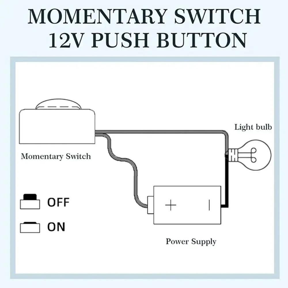 QXNY Momentary Push Button Switch ON/OFF 12V/24V  Surface Mount Mini Round Black Button for Horn, Doorbell, Temporary Control
