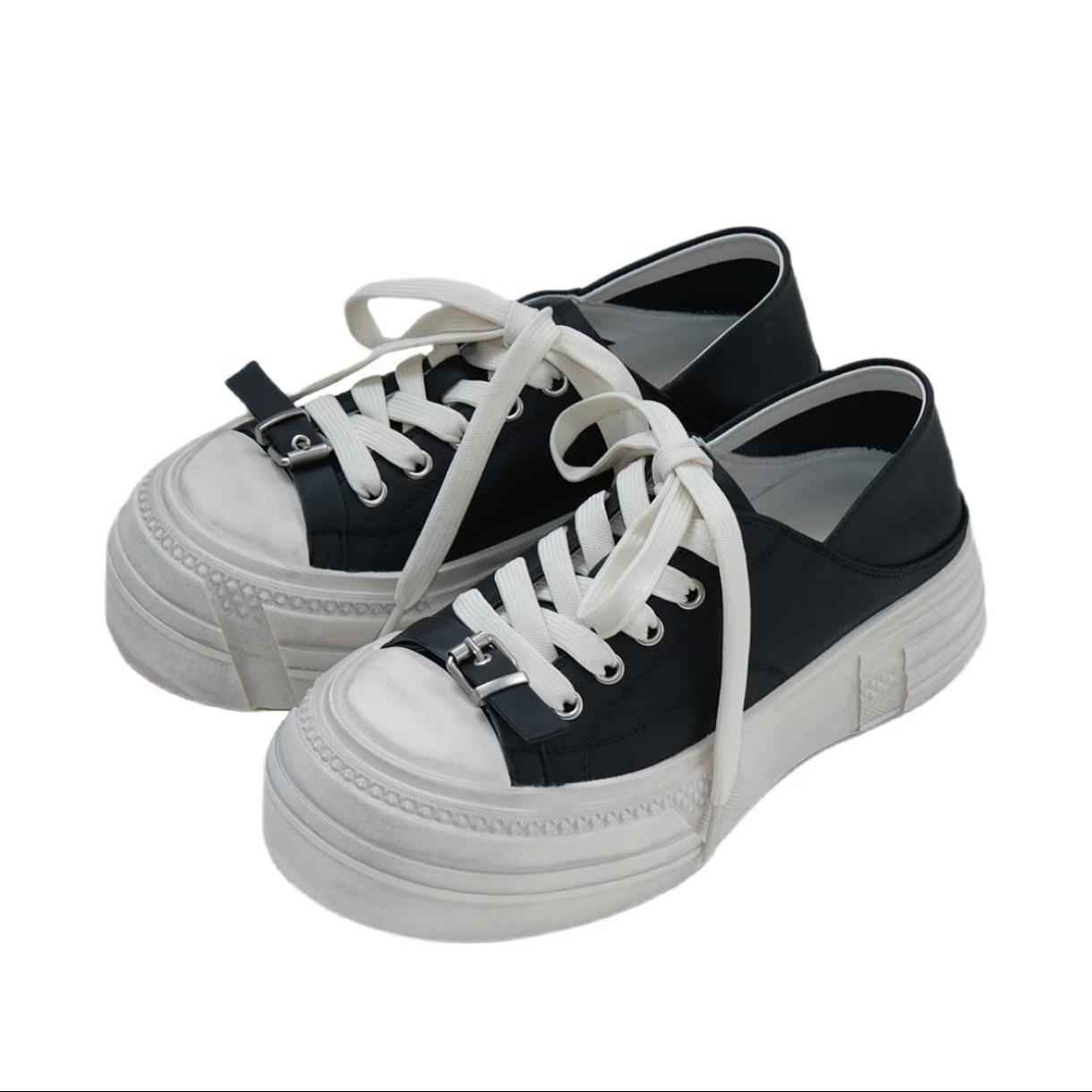 

Platform white shoes women s 2025 autumn and summer new sheepskin platform heightening sports board shoes old casual dirty shoes women 35 чёрный