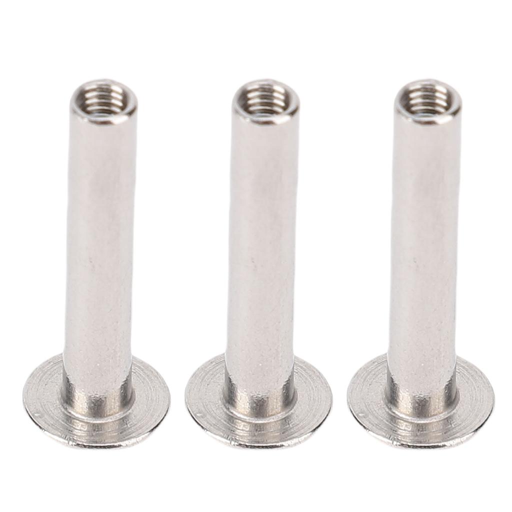 4x24x8.5mm 100 Sett M3 Skruenagler Flat Rund Hode Bindingsnagler for PU-lær DIY Håndverk