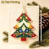 Customizable Style Hanging Ornament 2D Flat Acrylic Christmas Tree Ornament, Vintage Stained Lightweight Pendant with Lanyard Glass Pendant,