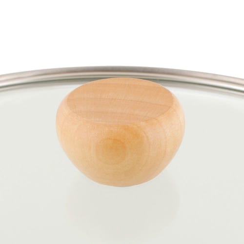 Bestco Enamel Casserole Pot, 22cm, with Glass Lid, Induction and Gas Compatible, White, NQ-0254, Bran