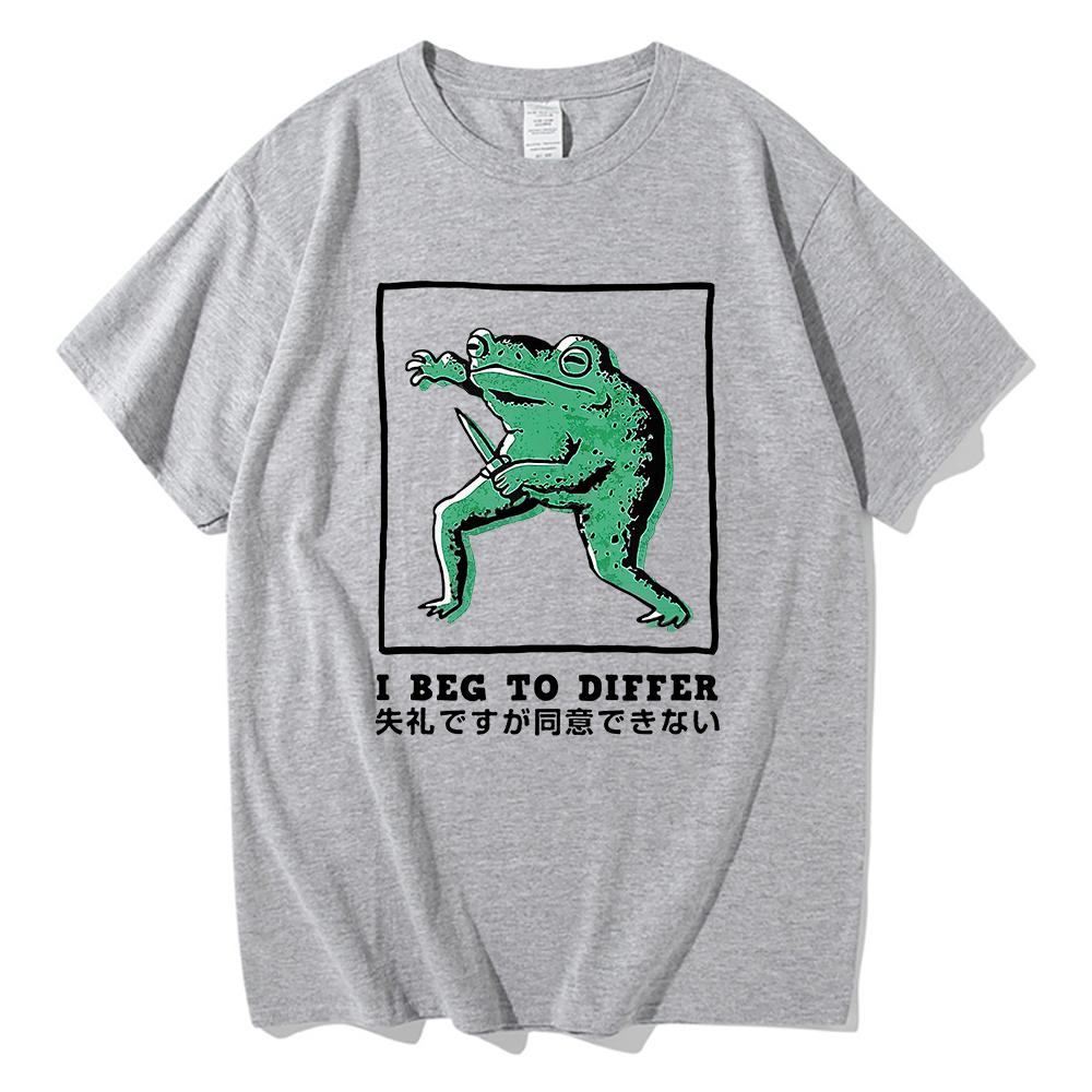 I Beg To Differ Frog T Shirt Funny Japanese Frog Retro Women Clothing Harajuku Clothes Summer Graphic T Shirts Tops