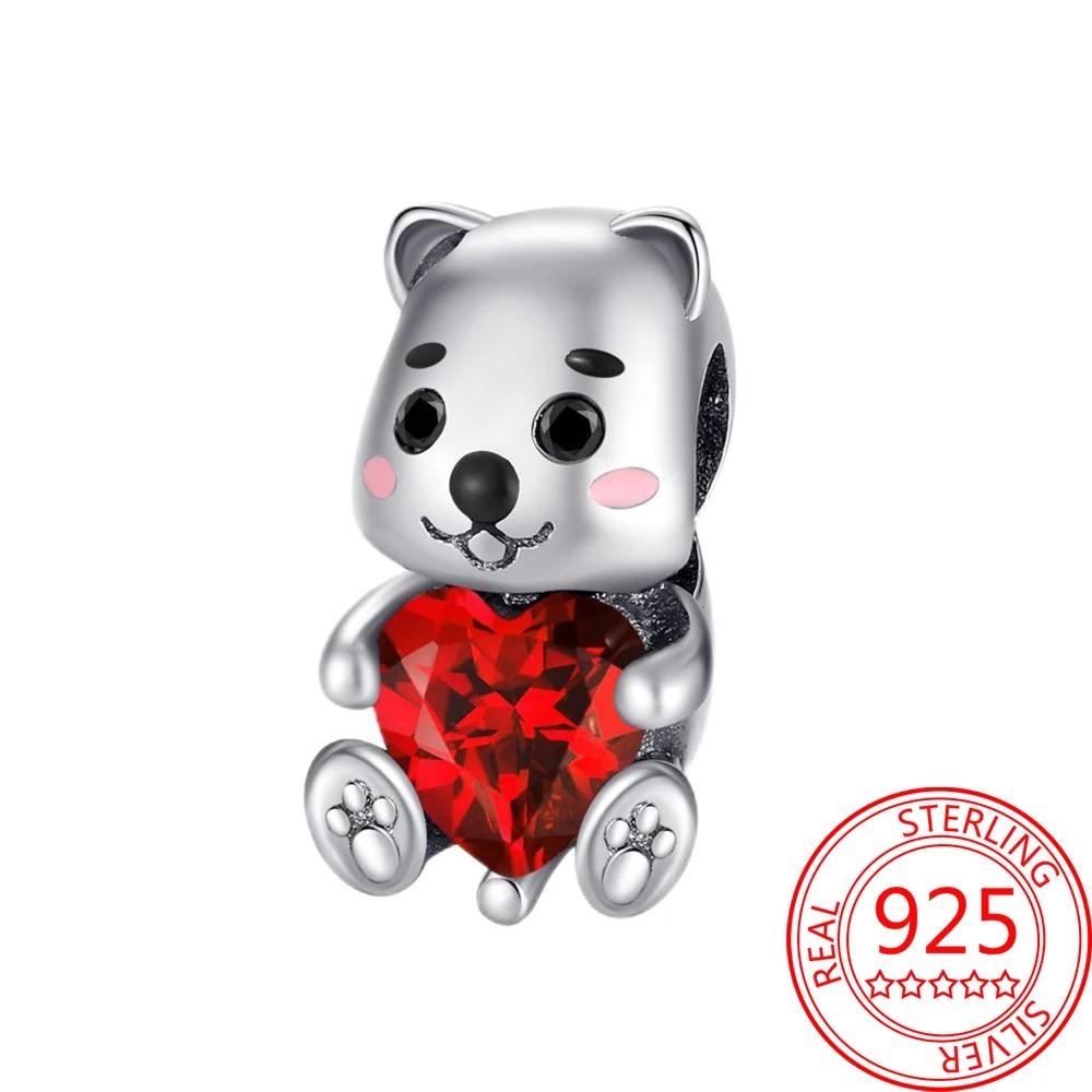 Lovely Copper Little Monkey Embracing Red Heart Pendant Fit Bracelet Necklaces Party Pairing With Handmade Gifts