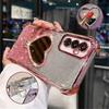 Glitter Heart Mirror Holder Stand Phone Case For Samsung A53 A52 A32 A13 A23 A33 A73 A12 A22 A03S Shockproof Soft Silicone Cover