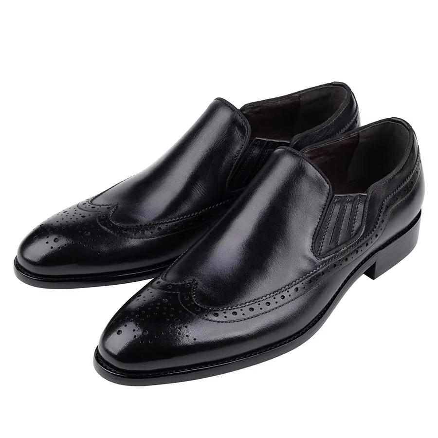 Fashion Comfortable Loafers Dress Shoes Men Top Layer Cowhide Leather Handmade Classic Casual Business Office Male's Suit Footwear Black