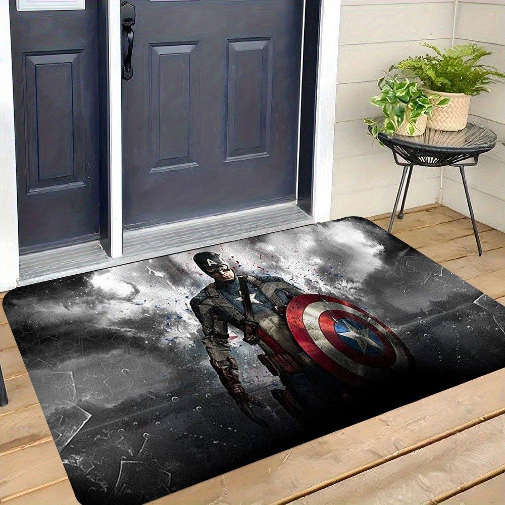 1pc Marvel Themed Captain America Doormat for Entryway/Bedroom/Living Room, Non Slip Floor Mat Gift for Marvel Fans & Superher