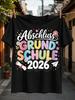 Primary School Graduation 2026 Lettering With Pastel Dotted Letters Daisies Paper Plane And Certificate Unisex All TShirt