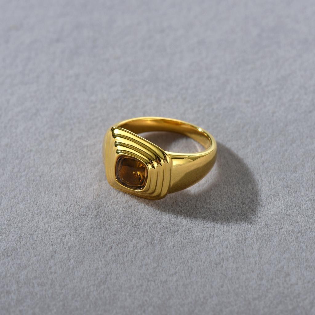 Anello Geometrico Inlaid Quadrato Zircone Stile Moda Tendenza Esagerato Personalità Temperamento Anello Quotidiano