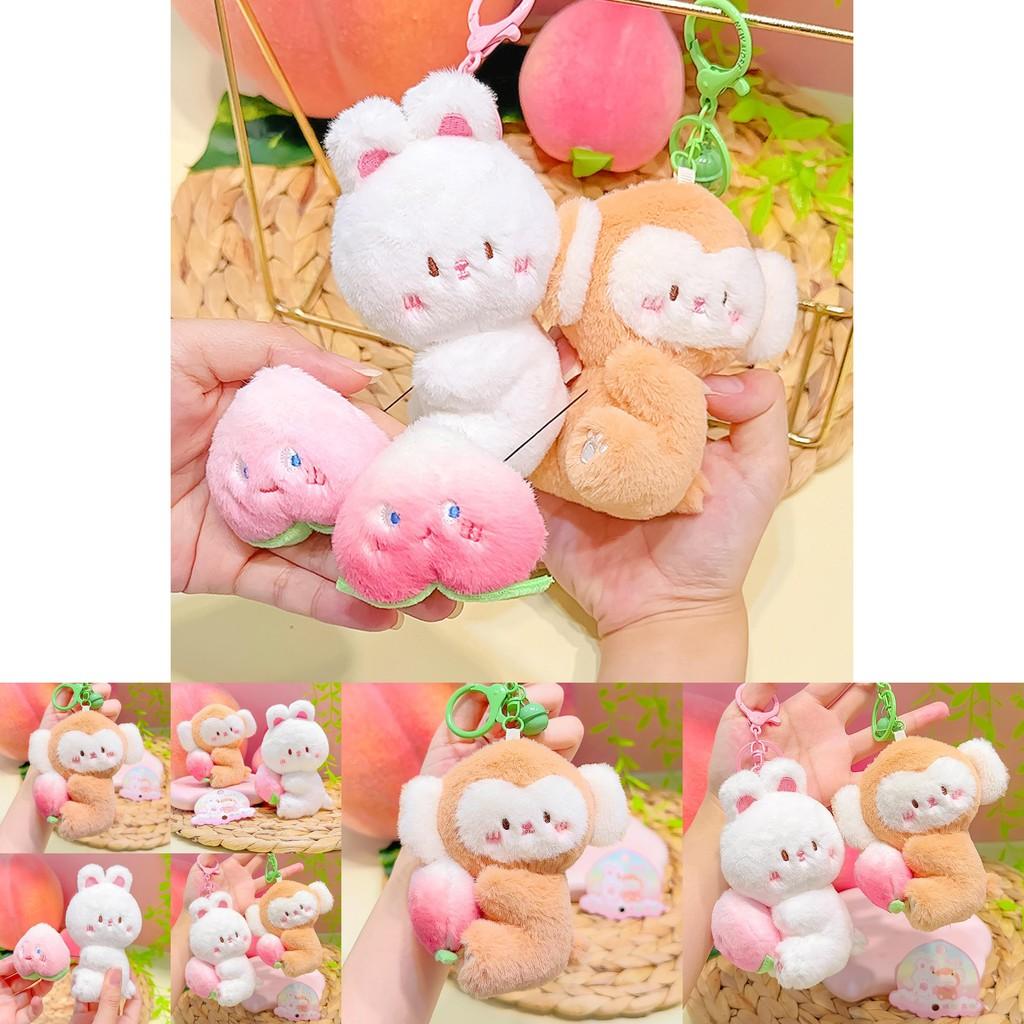 Adorable Peach You Delight Plush Stretch Keychain Charming Gift For Couples