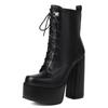 Platform Ankle Boots For Women White Black Punk Gothic High Heels Motorcycle Boots Lace-up Autumn Winter Shoes Female Waterproof