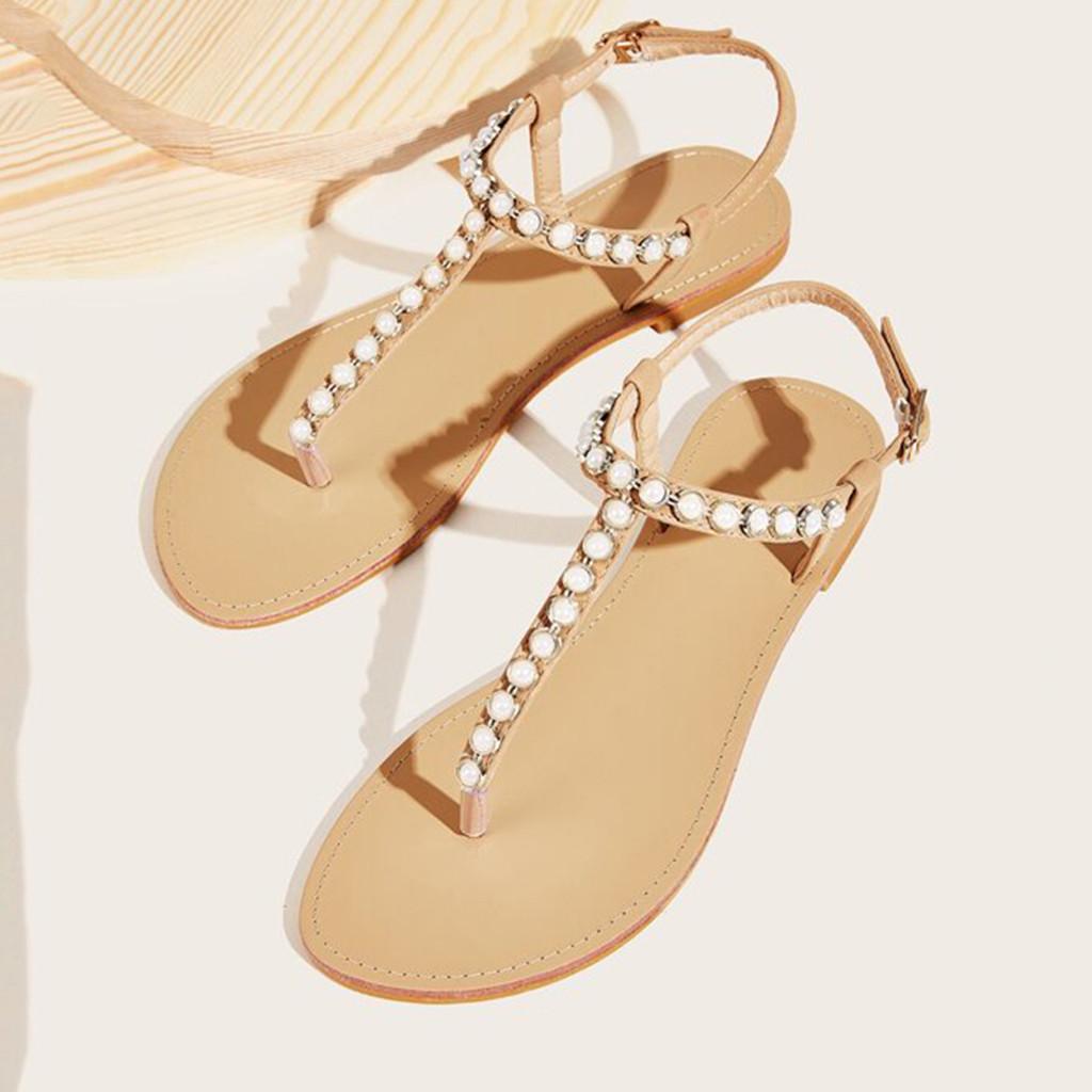 

Sagit Summer Fashion Pearl Sexy Удобные сандалии на плоской подошве Женская обувь