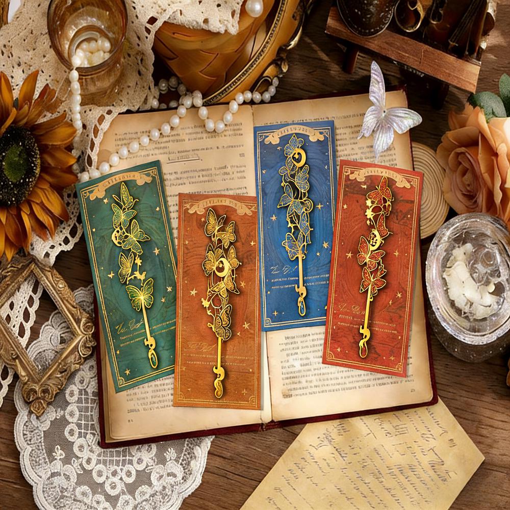 Colorful Design Butterfly Metal Bookmark Retro Style Exquisite Craftsmanship Hollow Bookmark Butterfly Shape Bookmark Pendant