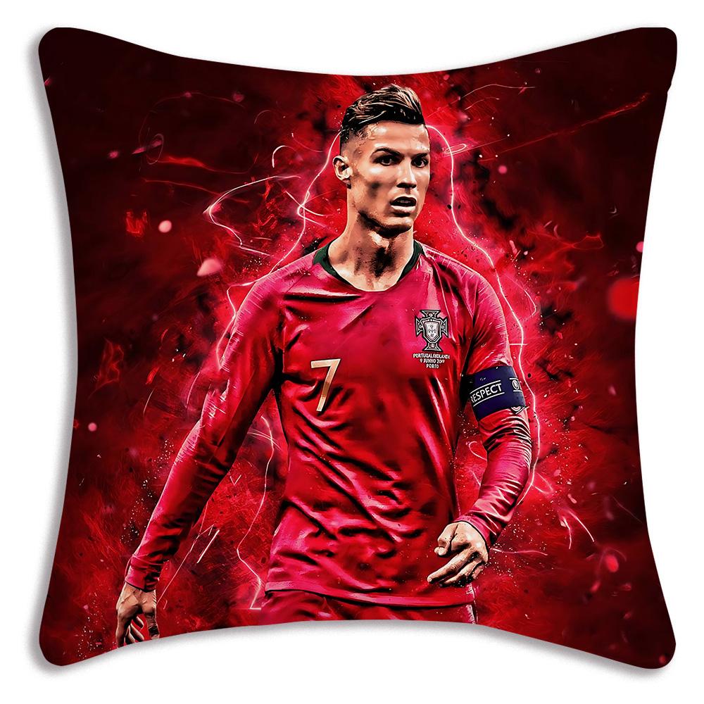 Povlaky na polštáře Kreslené Dekorativní na pohovku Domácí Oboustranný tisk Krátký plyš Roztomilý polštář Fotbalová hvězda C Ronaldo Číslo 7 Povlak