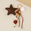 Bag Charm Keychain With Star Pendant Beaded Cord and Gold Tone Detail for Keys Daily Bags Purse Decoration and Daily Carry Styling Use