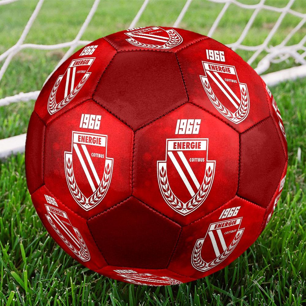 Energie Cottbus Logo Size 5 Soccer Ball, Machine-Stitched PVC, Durable & High Bounce, All Ages Fit, Fan Merchandise, Matches & Outdoor Use.
