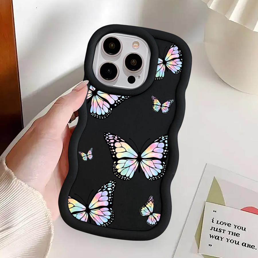 Case for iPhone XR 16 Pro Max 13 8 15 Plus 14 11 12 17 Air Soft Phone Cover Blue Butterfly