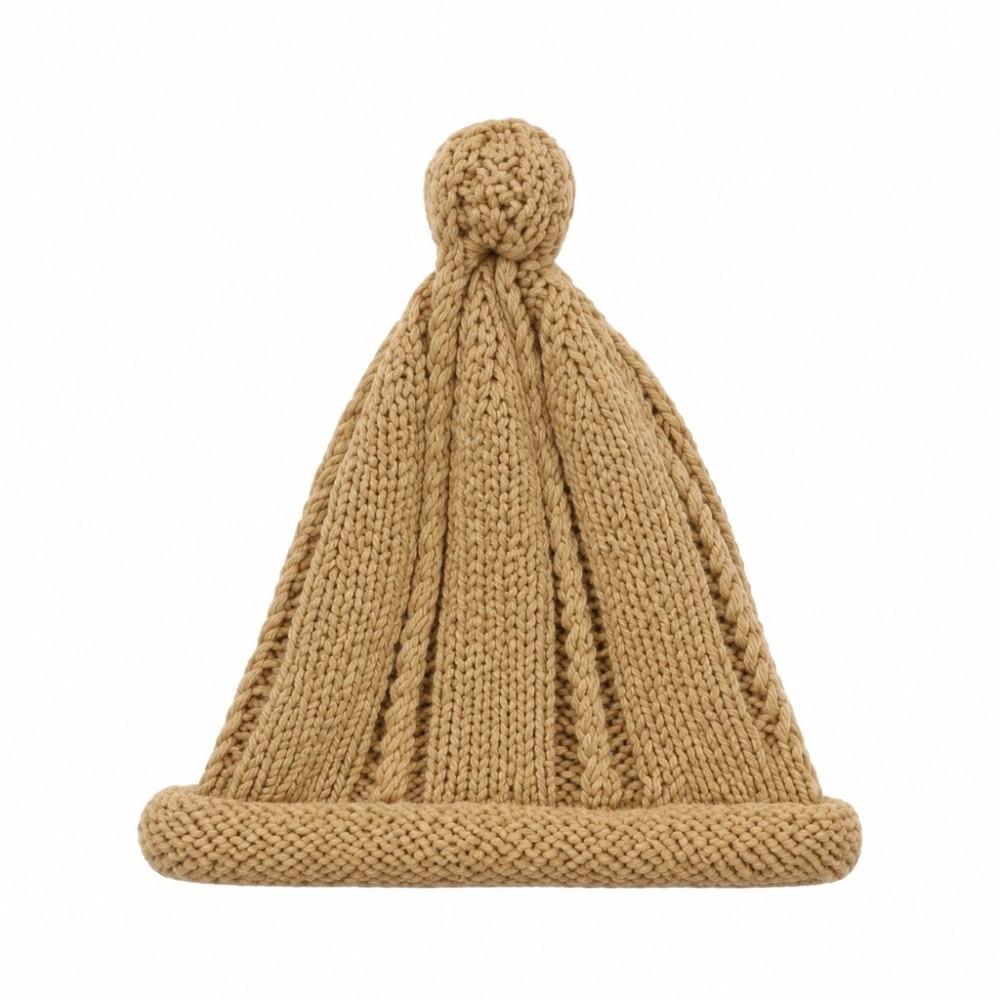 Solid Color Warm Knitted Hat Pointed Top Kids Pullover Hats Soft Baby Winter Cap Winter