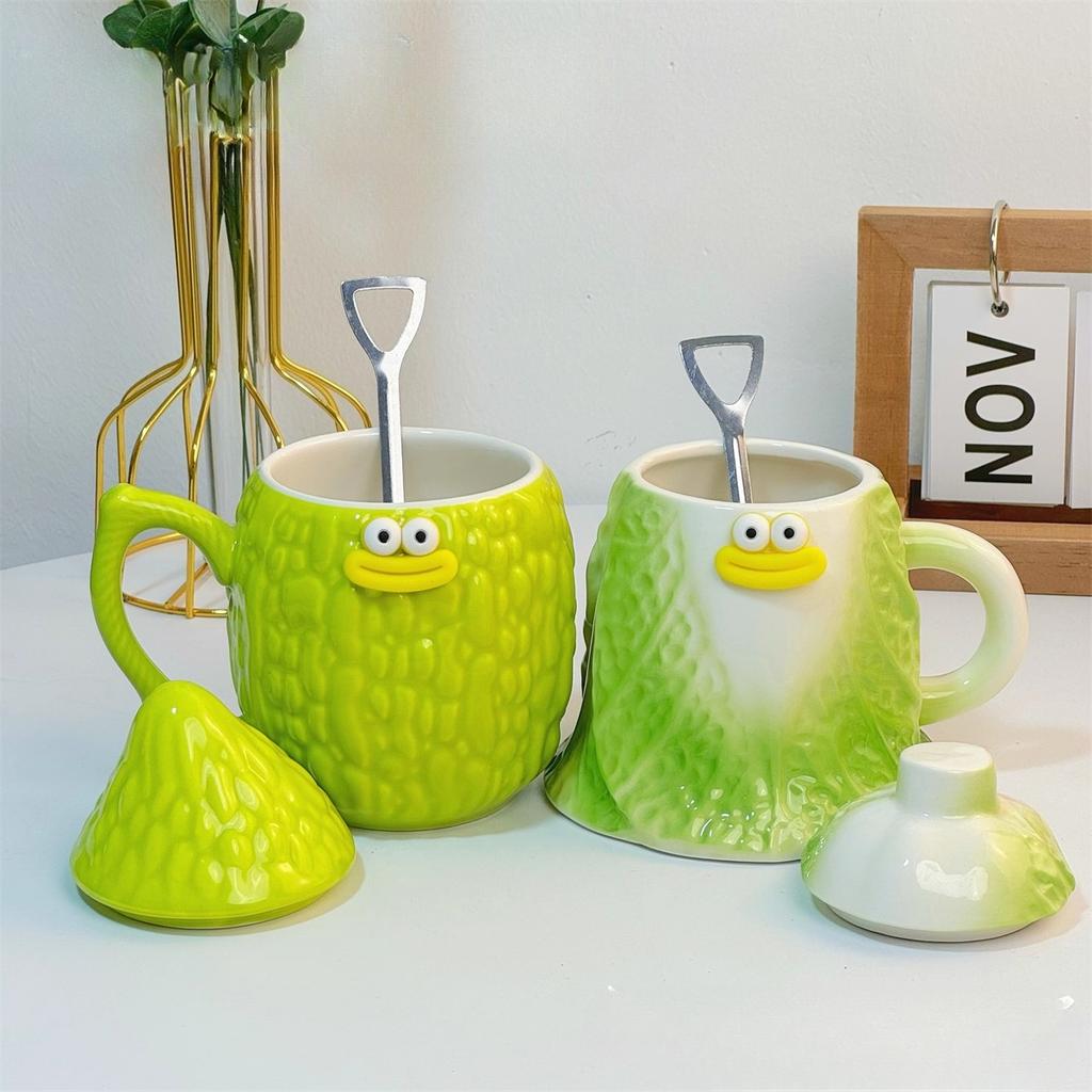 Creative and Quirky Cabbage Cup Abstract Bitter Gourd Mug for Friends Gifts for Couples Wealth Cup