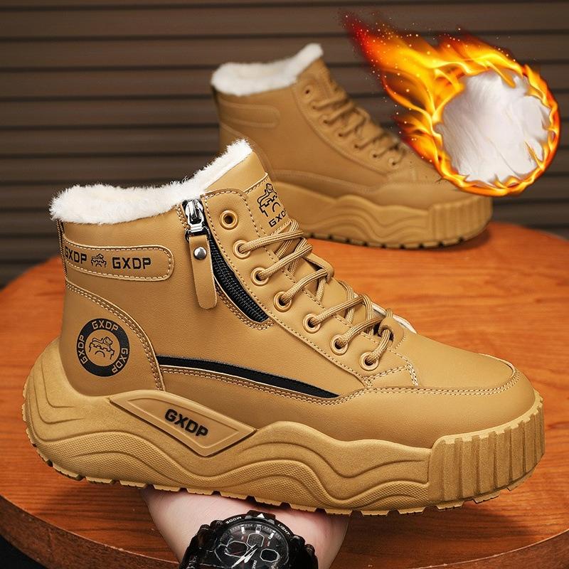 Men's Shoes with Added Insulation and Thick Cotton Lining, Thick-soled Boots, Anti-slip Snow Boots