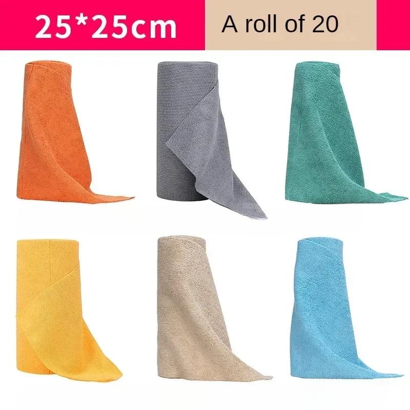 Reusable Cleaning Wipe Household Kitchen Cloth Microfiber Towel Rolls Dish Rags Wash Paper Towel Replacement 1 Roll of 20 Sheets