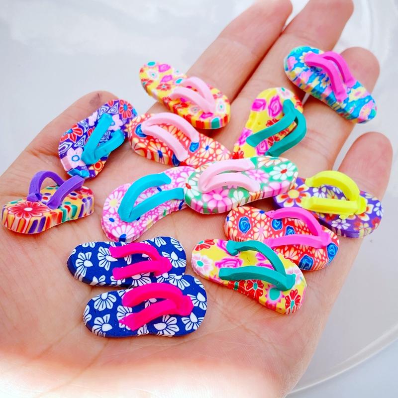 

8 шт. Новые милые мини-фигурки пляжной обуви из мягкой полимерной глины, поделки, кабошоны с плоской задней стороной, украшения, аксессуары для изготовления ювелирных изделий, аксессуары для волос