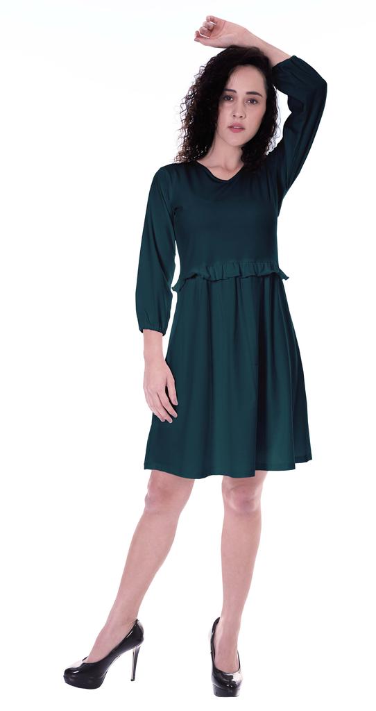 Moomaya Kleid mit langen Ärmeln und geraffter Taille, lässig, fließend, schwingend