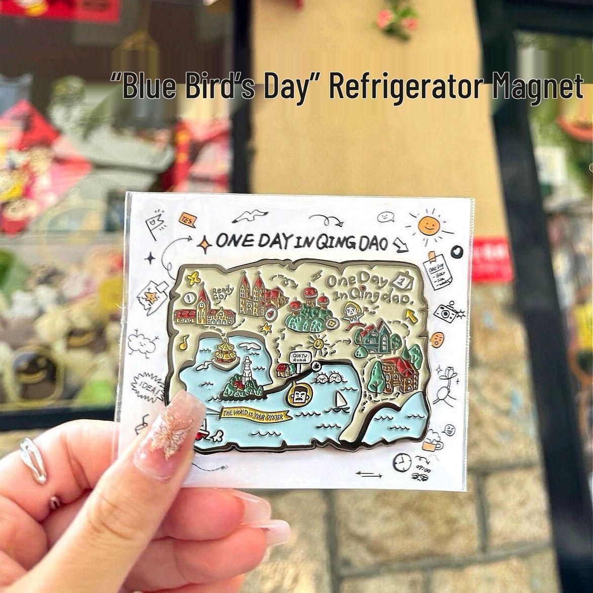 

Qingdao Magnetic Metal Refrigerator Sticker - Creative Cultural Map Souvenir