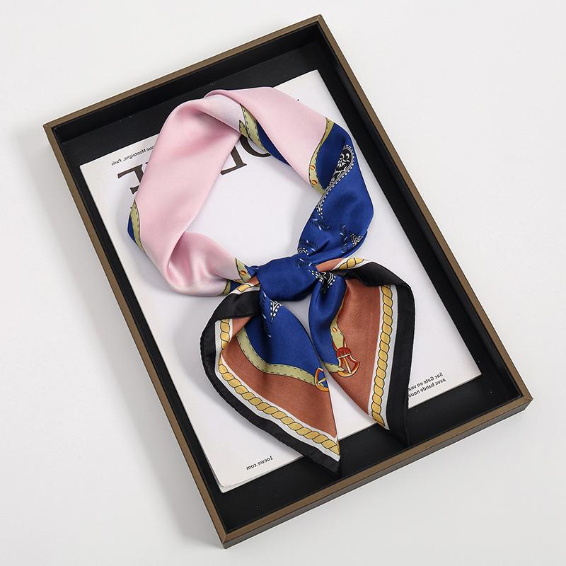2024 Luxury Square Silk Scarf for Women Hijab Hair Bands Neckerchief Female Satin Shawl Ribbon Headband Fashion Wraps Bandana