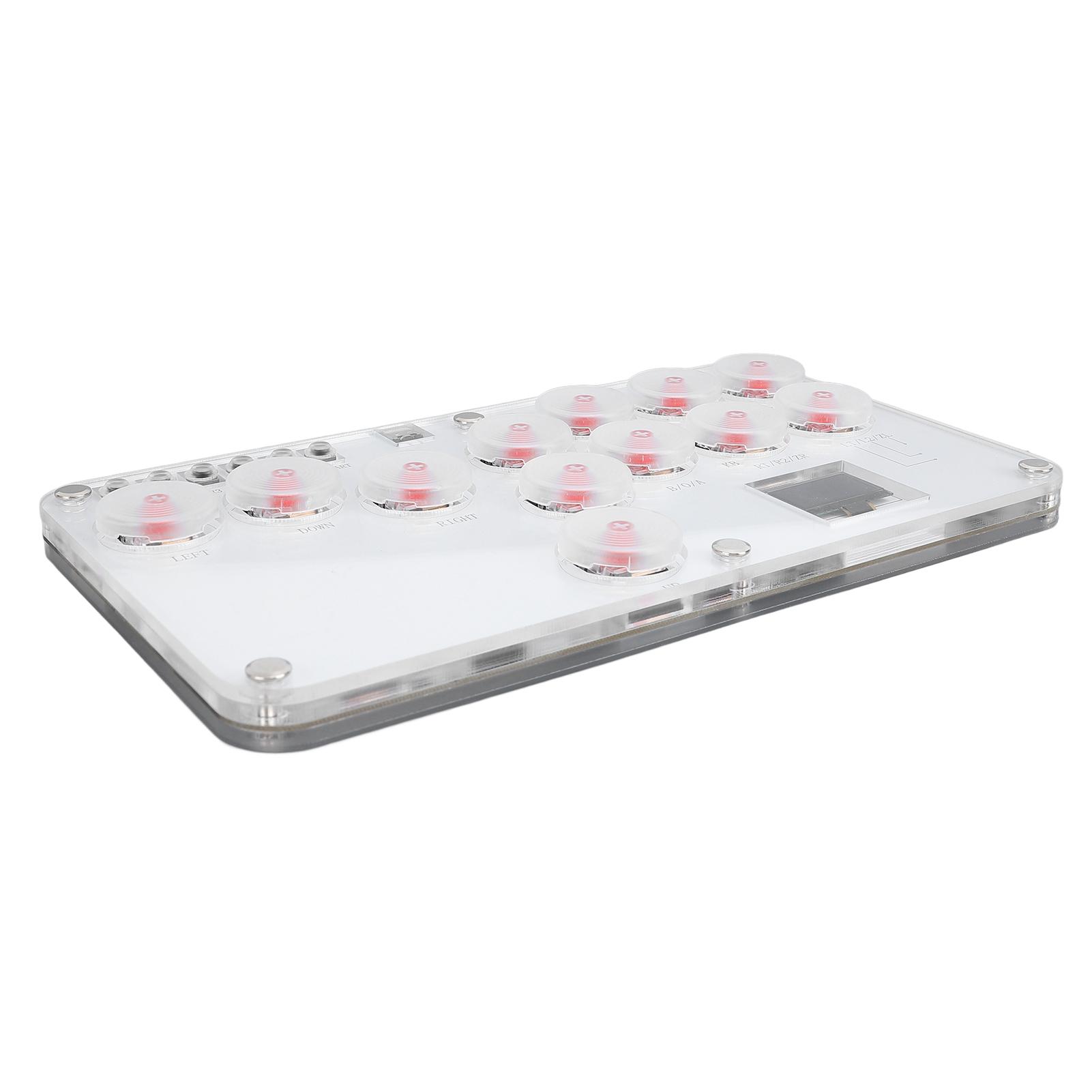 

Игровой контроллер без рычага, акриловый, 12 клавиш, самодельный боевой контроллер без рычага с пользовательской RGB-подсветкой и