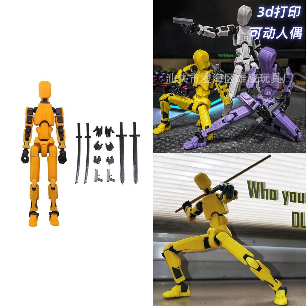 3d Printed Lucky Articulated Doll Toy For Emotional Visual And Intellectual Development Red With 3 Hand Types And 4 Weapons