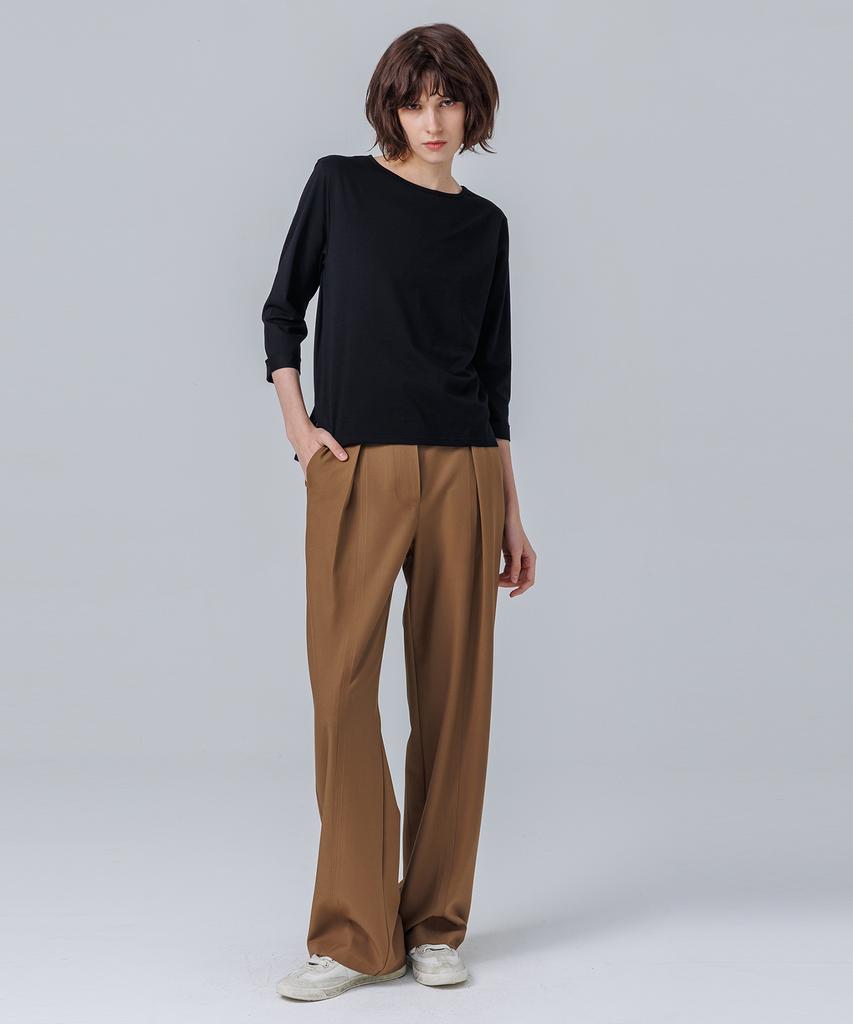 PAGE Pintuck Banding Pants_Brown
