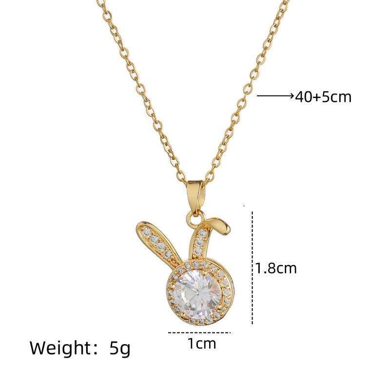 1 Pcs Women Cool Style Cute Bunny Copper and Zirconia Pendant Necklace
