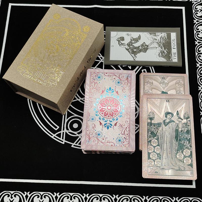 Fantastique 80 Cartes de Tarot Feuille d'Argent Qualité PVC Imperméable Avec Boîte à Rabat Comme Cadeau de Luxe