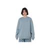 Li Ning Fitness Series Logo Print Solid Color Loose Round Neck Pullover Sweatshirt Women Sweatshirt Mist-Blue AWDR874-7