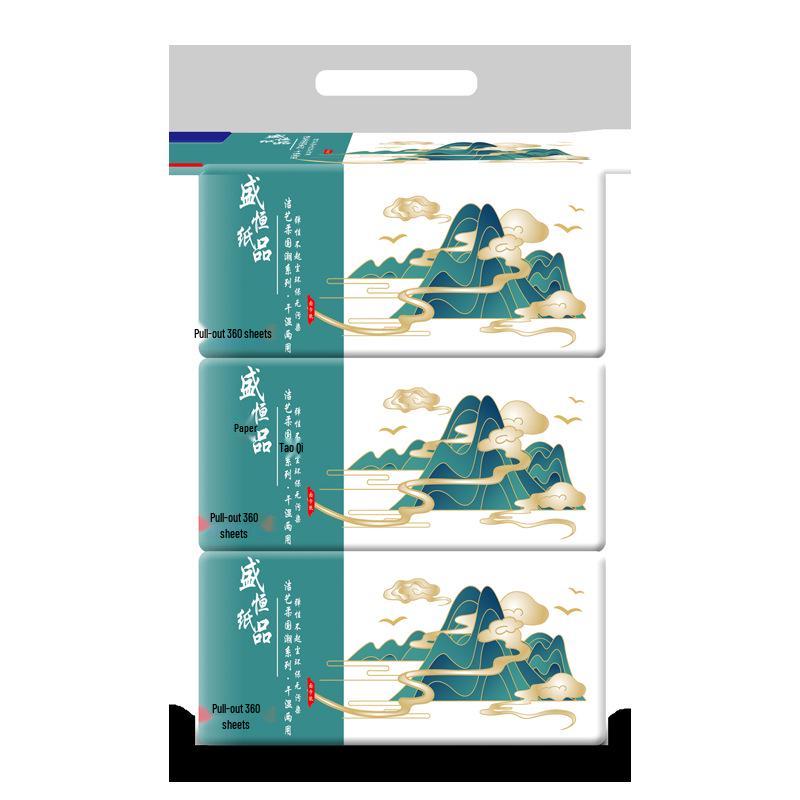 Guochao Tissue Box: 3-Pack - Includes Toilet, Napkin, Pull-Out, Hand Wipe, and Facial Tissues