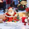 2D Jul Akryl Ornament Jultomten Och Presentaskar Färgtryck Platta Bordsdekorationer för Julklappar