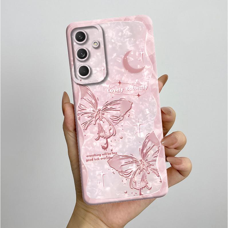 Phone Cover For Samsung Galaxy M35 5G Bumper Silicone Shockproof Pretty Butterfly Flowers Case Coque For Galaxy M 35 M55 Funda
