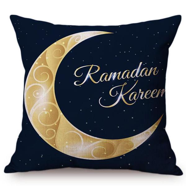 Modern Eid Mubarak Style Cushion Cover Ramadan Kareem Crescent New Moon Stars Lantern Mosque Car Decoration Pillow Case