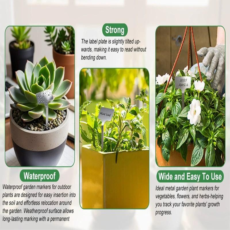 10PCS Outdoor Plant Labels, Stainless Steel Plant Labels Garden Marking Stakes Reusable Metal Plant Markers for Plants Vegetables