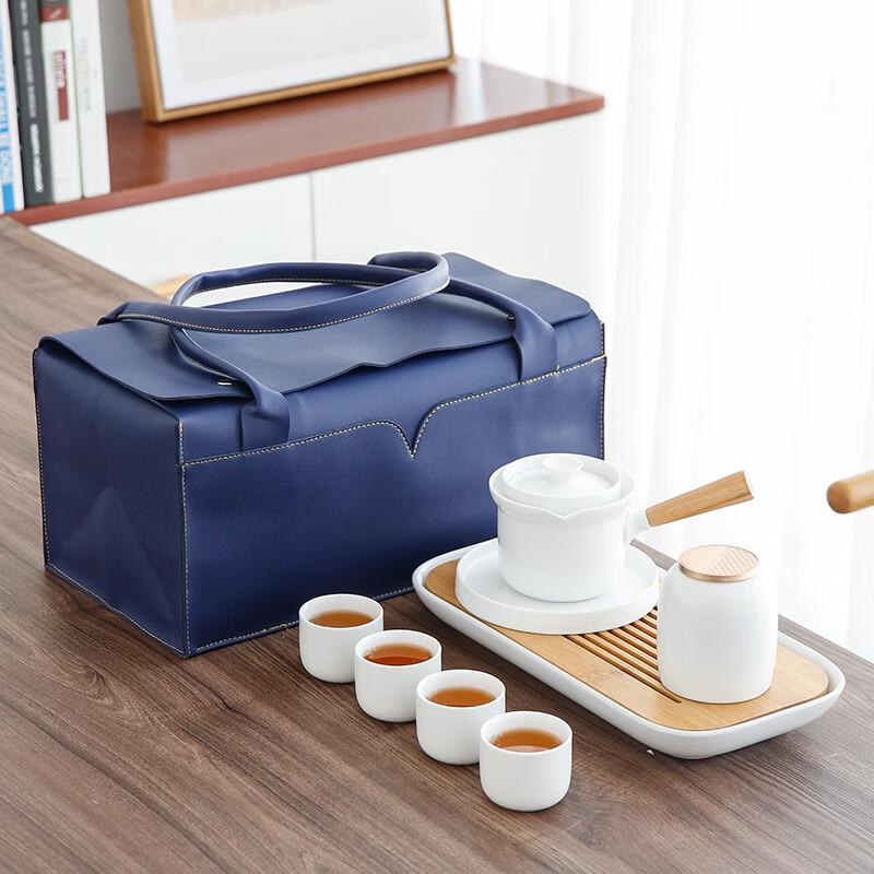 Zhuijia Portable Ceramic Kung Fu Tea Set with Dry Brewing Tray