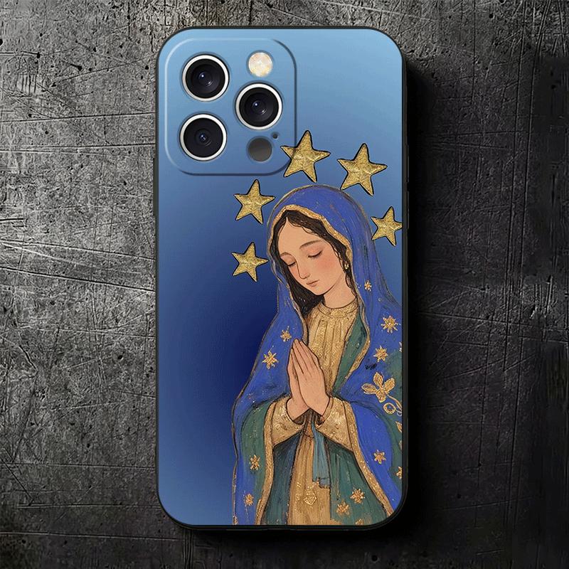 Virgen Mary Virgin De Guadalupe Soft Phone Case for iPhone 16 16E 17 Air 15 Pro Max 14 Plus 13 Mini 11 12 7 Black Cover Back She