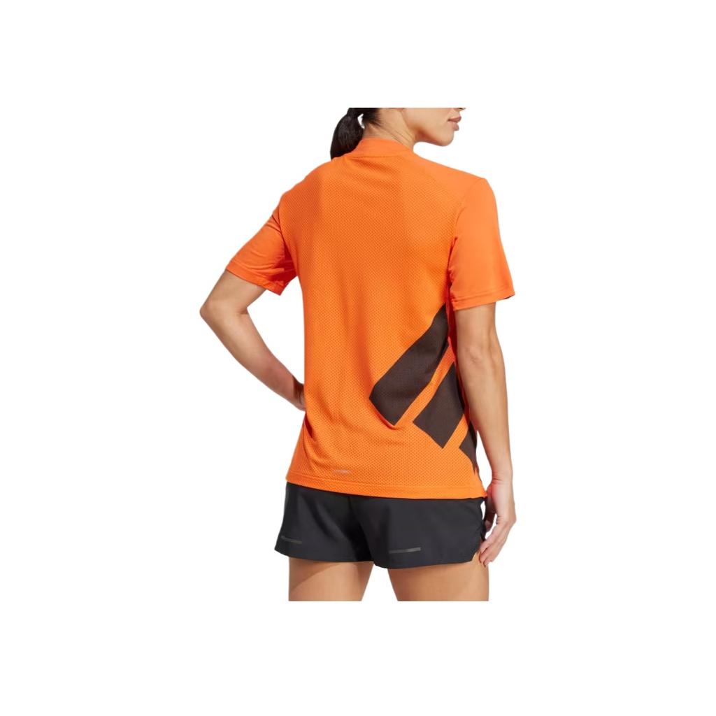 Adidas Climacool Fashion Comfortable Soft Casual Short Sleeve Regular T-Shirt Women Tops Semi-Transparent-Orange JN5322