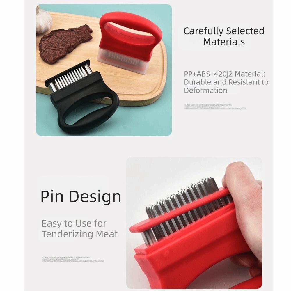 Stainless Steel Blades Meat Tenderizer Ultra Sharp Needle Ergonomic Handle Kitchen Pin Hammer with Cover Convenient