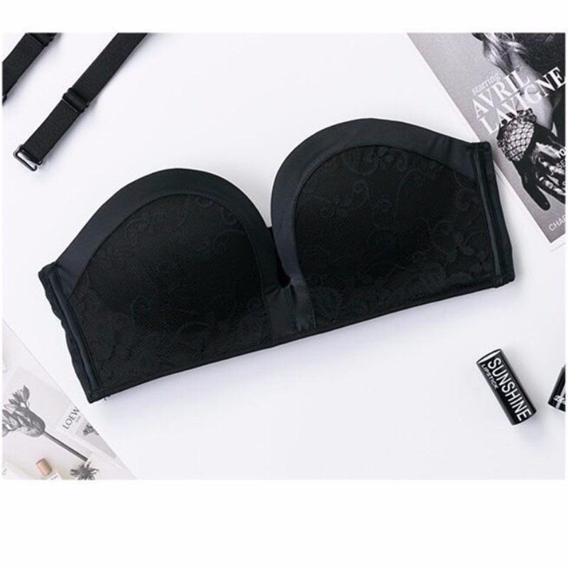 

Lace Miracle Strapless Push-Up Bra for Women – Non-Slip, Wireless, Seamless, Off-Shoulder Design for Small Chest. 38/85AB