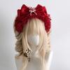 Dark Red Lolita Ribbon Strawberry Doll Top Hat Headband Hand Sleeve Headband Hair Accessories Original Lolita Headband