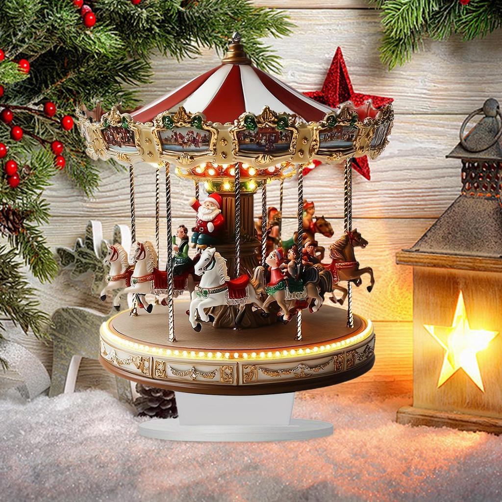 2D Acrylic Decor Pendant Christmas Table Decorations Carousel Shape Christmas Party Pendant Festive for Interior Holiday Home