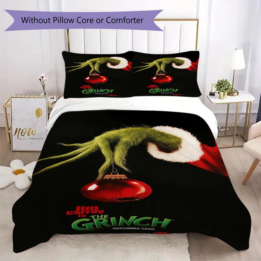 Christmas Gift Oscar Comedy Movie How the Grinch Stole Christmas Home Decor Soft Printed Bedding Set Pillowcase Duvet Cover (without Core) R10