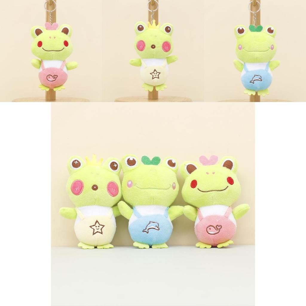 Cute Frog Cartoon Plush Keychain Short Plush Stuffing Pp Cotton 12cm Tall Toy