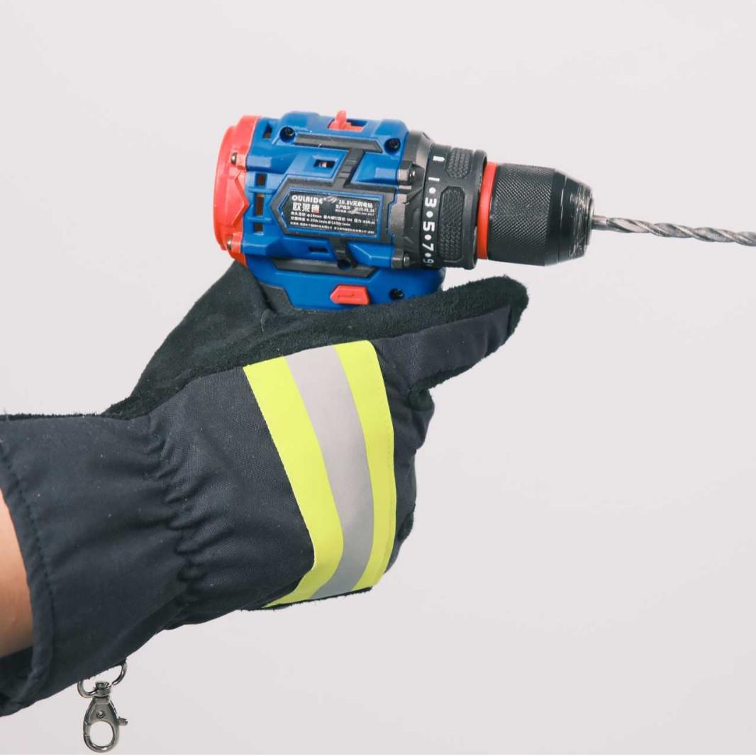 Heat-Resistant Fireproof Cow Split Leather Rescue Gloves